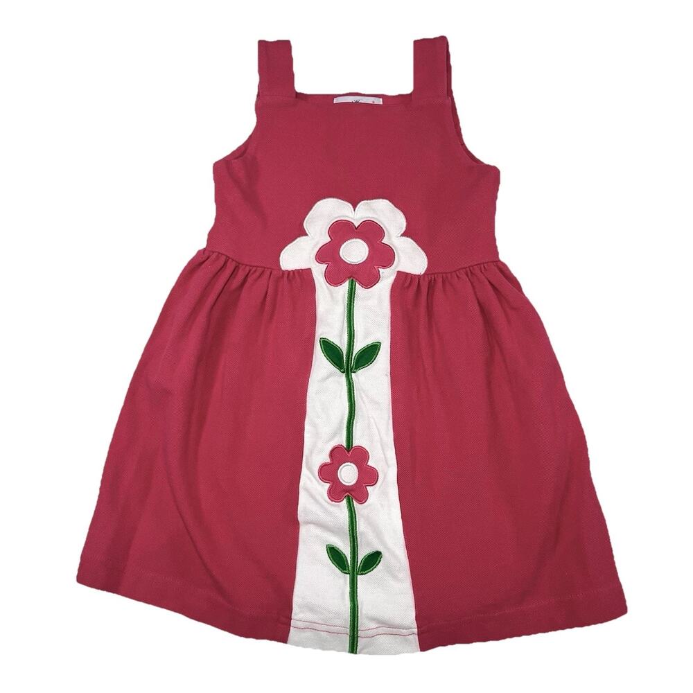 Florence Eiseman Dress Girls Size 4 Pink Floral Applique Sleeveless Boutique